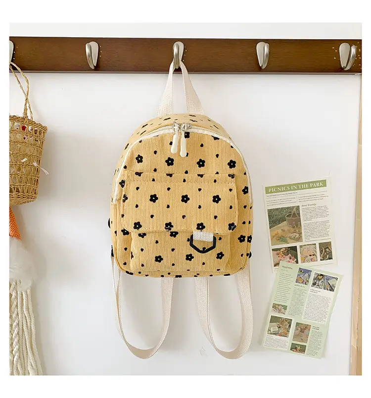 Japanese Style Mini Backpack for Girls White Floral Multi-Purpose Shoulder Bag — feature 46
