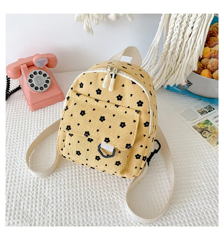 Japanese Style Mini Backpack for Girls White Floral Multi-Purpose Shoulder Bag — feature 47