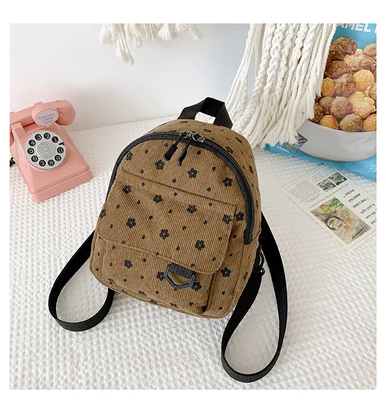 Japanese Style Mini Backpack for Girls White Floral Multi-Purpose Shoulder Bag — feature 48