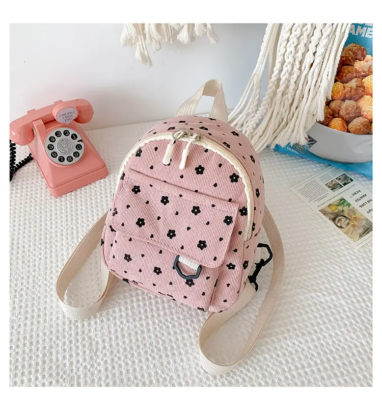 Japanese Style Mini Backpack for Girls White Floral Multi-Purpose Shoulder Bag — feature 49