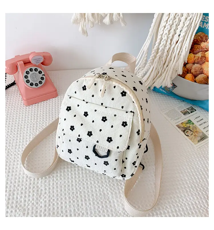 Japanese Style Mini Backpack for Girls White Floral Multi-Purpose Shoulder Bag — feature 50