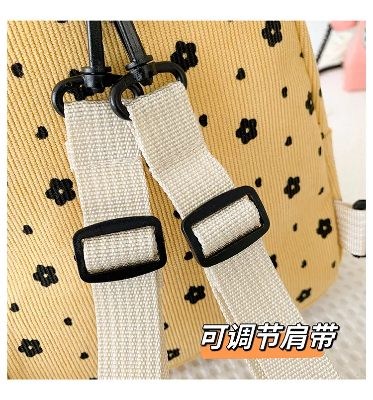 Japanese Style Mini Backpack for Girls White Floral Multi-Purpose Shoulder Bag — feature 9