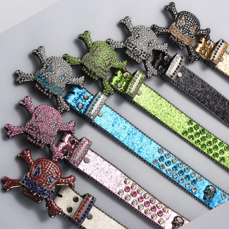 Silver Rhinestone Skull Belt with Buckle - Image 29