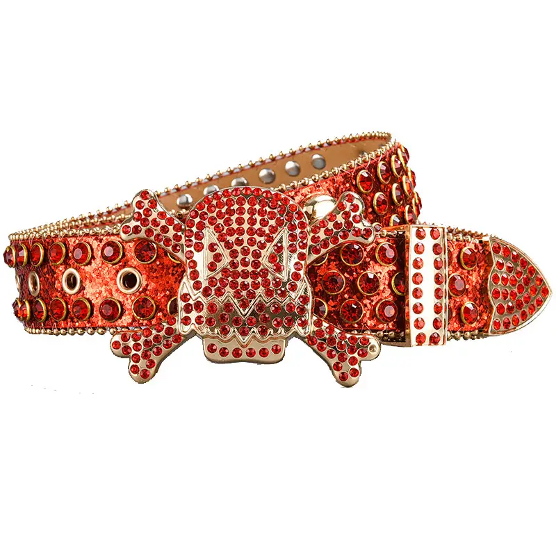 Silver Rhinestone Skull Belt with Buckle - Image 31