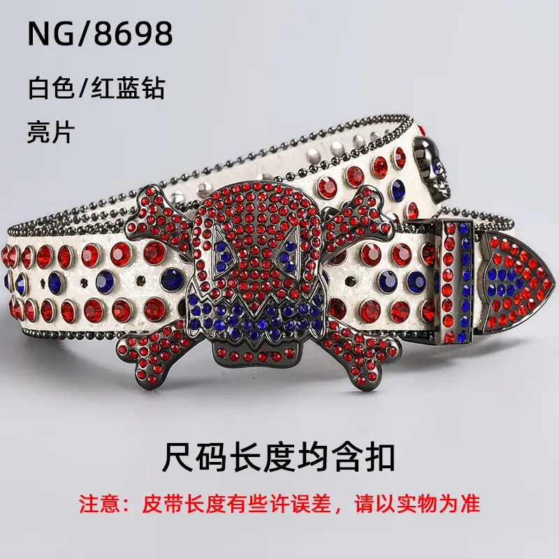 Silver Rhinestone Skull Belt with Buckle — feature 8