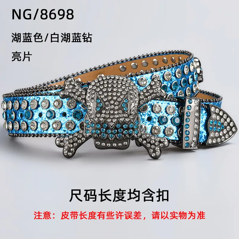 Silver Rhinestone Skull Belt with Buckle - Image 10