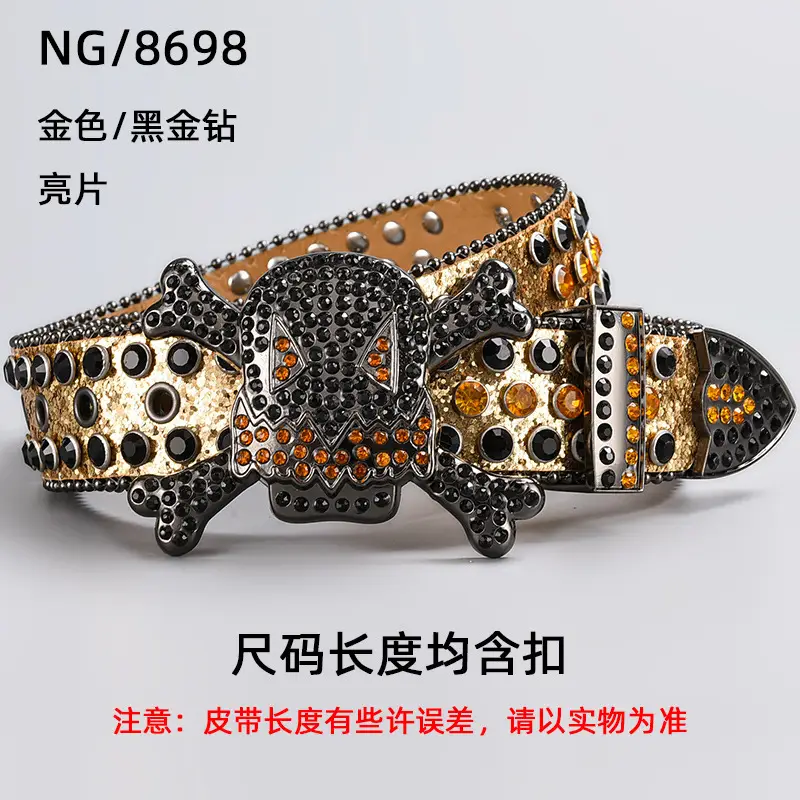 Silver Rhinestone Skull Belt with Buckle - Image 13