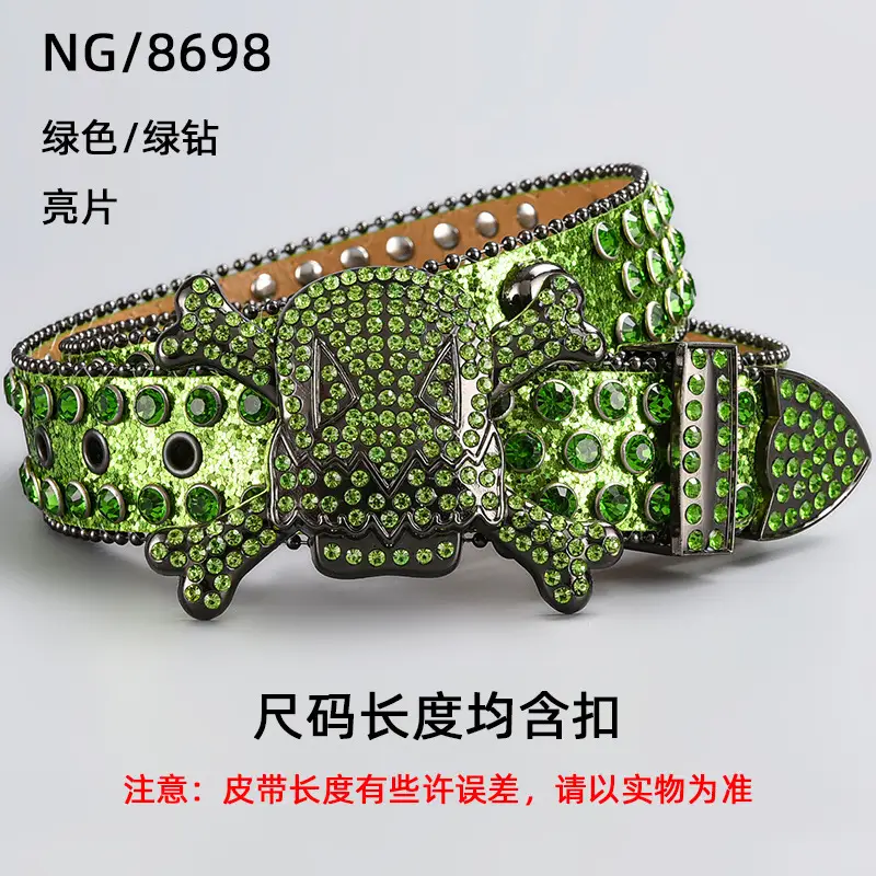 Silver Rhinestone Skull Belt with Buckle - Image 14