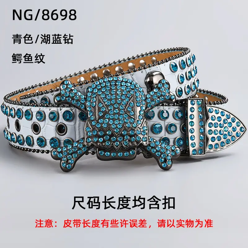 Silver Rhinestone Skull Belt with Buckle - Image 16