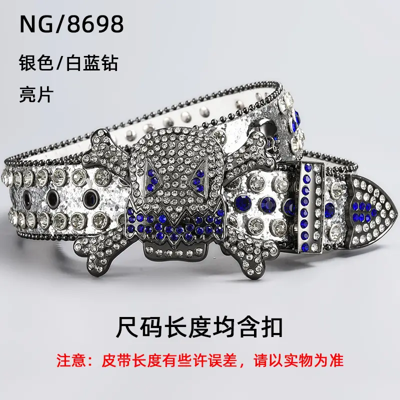 Silver Rhinestone Skull Belt with Buckle - Image 20