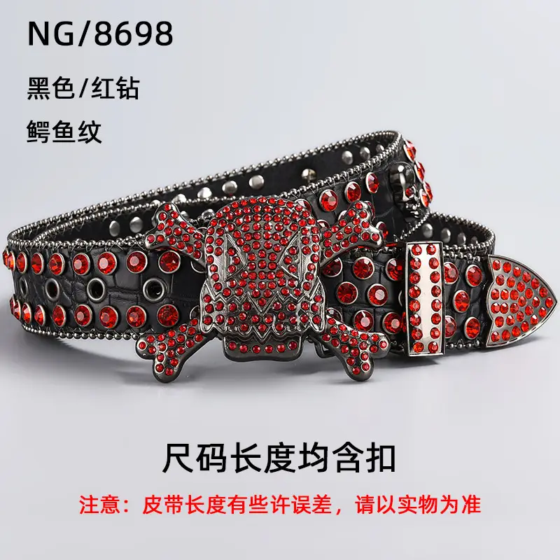 Silver Rhinestone Skull Belt with Buckle - Image 23