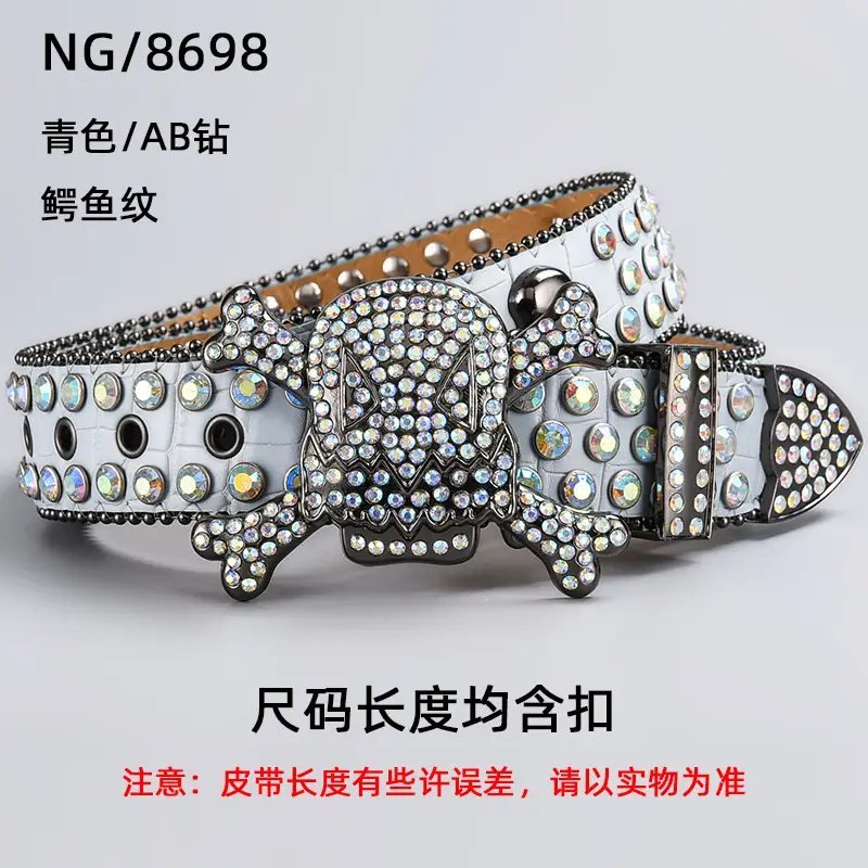 Silver Rhinestone Skull Belt with Buckle - Image 24