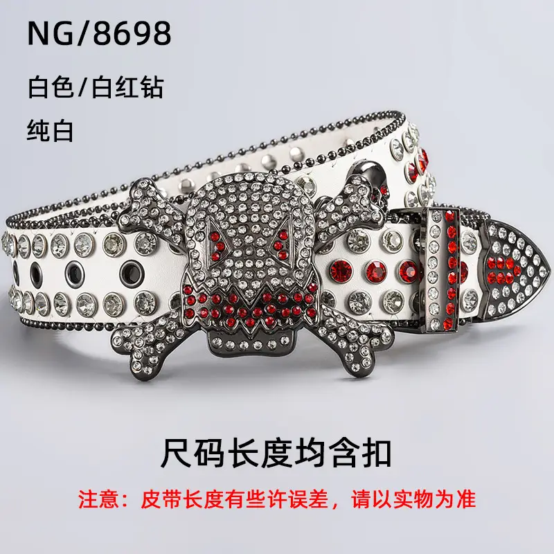 Silver Rhinestone Skull Belt with Buckle - Image 26