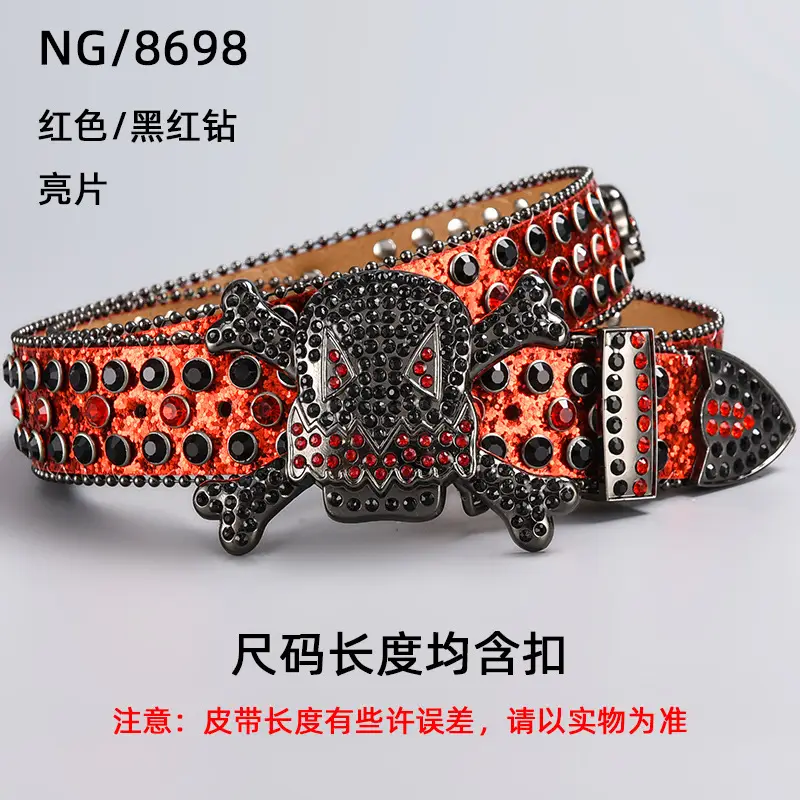 Silver Rhinestone Skull Belt with Buckle - Image 8