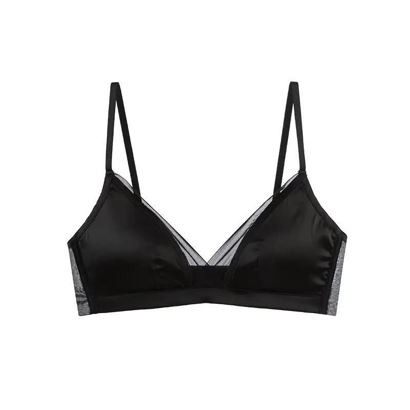 Yuyue Spring/Summer New Silk Wireless Bra for Large Busts, Anti-Sagging, Silk French Style Lingerie for Women