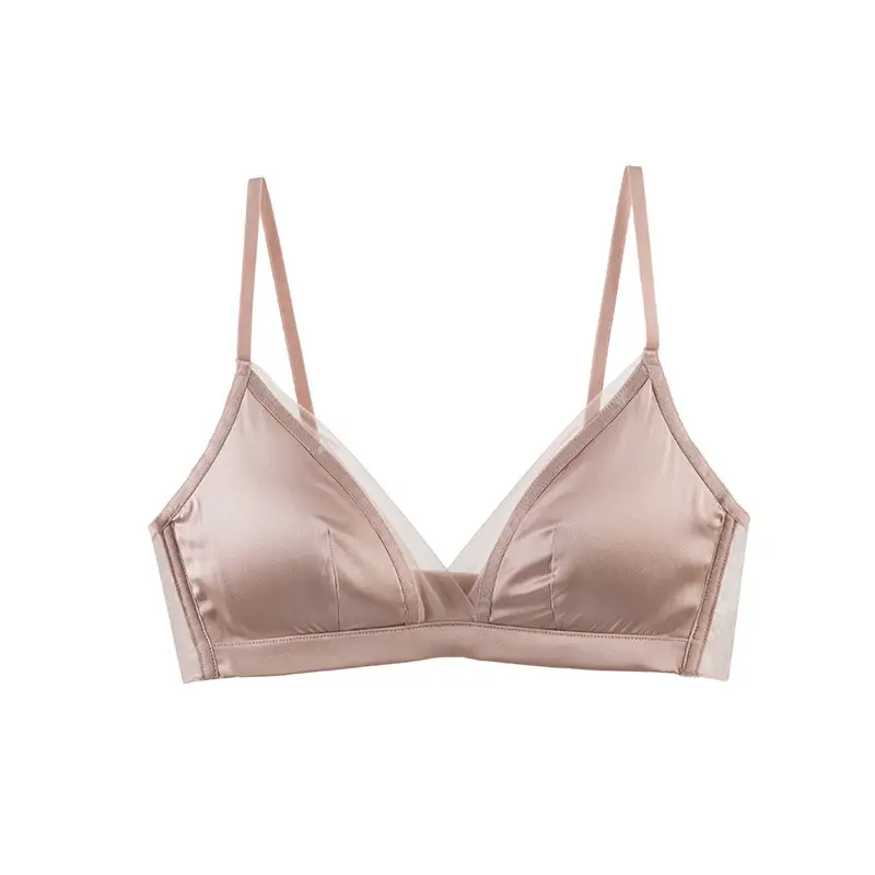 Yuyue Spring/Summer New Silk Wireless Bra for Large Busts, Anti-Sagging, Silk French Style Lingerie for Women
