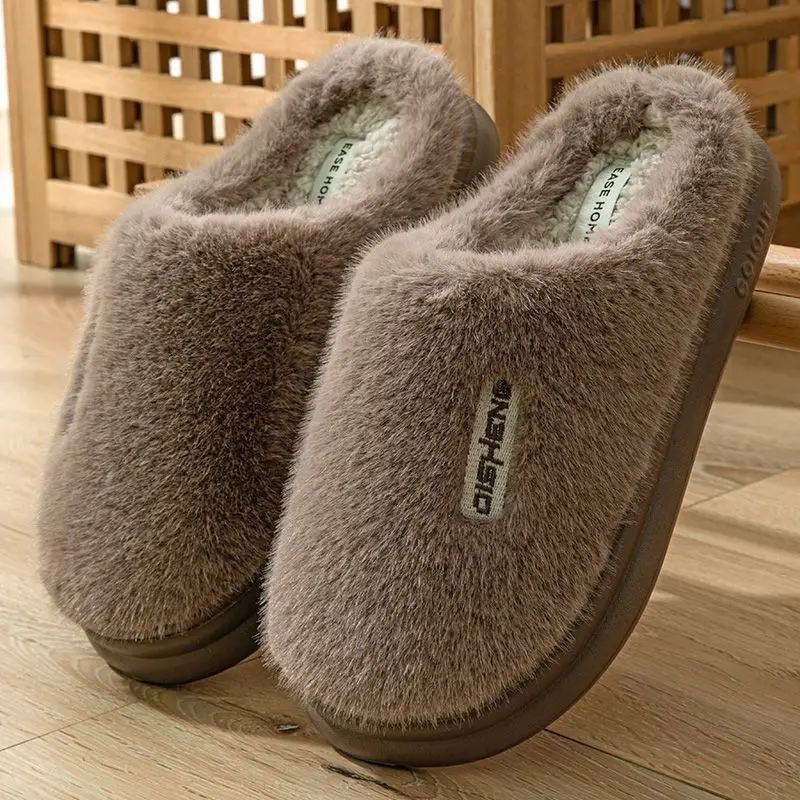 Cixi Cotton Slippers Men's Spring, Autumn and Winter Home Use Indoor Non-Slip Home Warm Couple Winter Women's Plush - Image 7