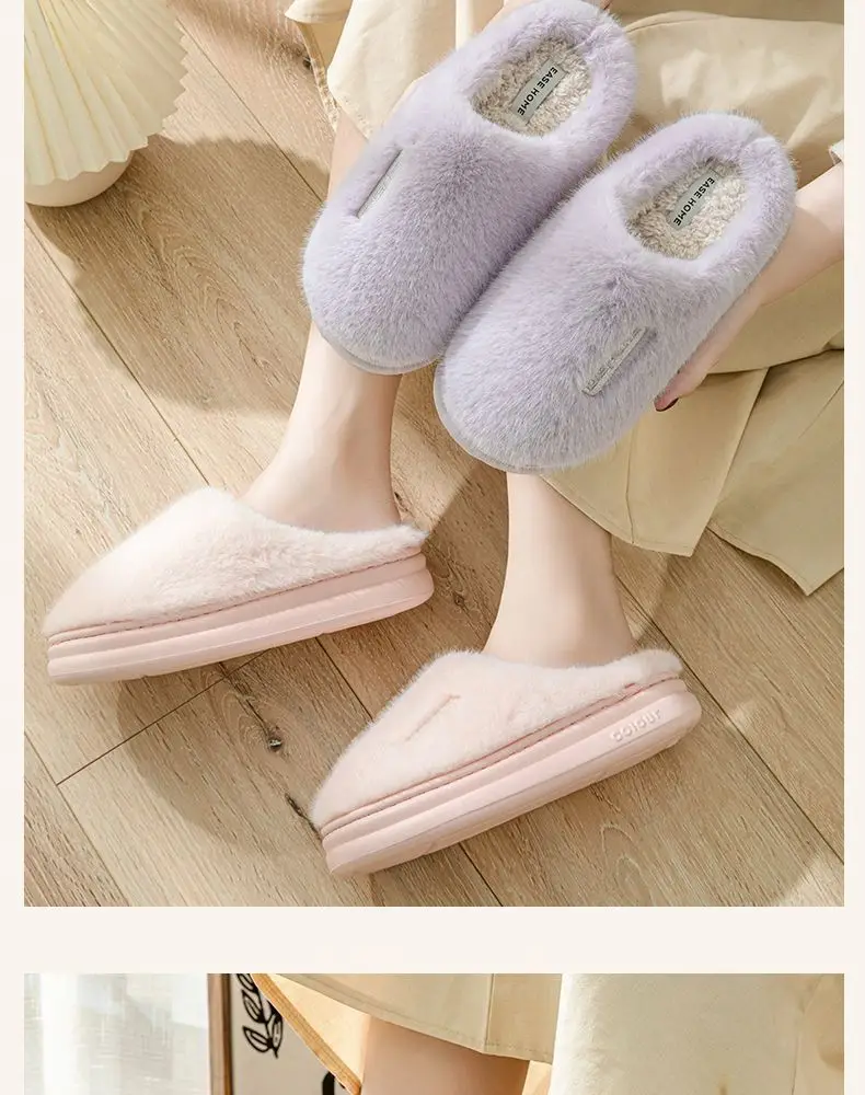 Cixi Cotton Slippers Men's Spring, Autumn and Winter Home Use Indoor Non-Slip Home Warm Couple Winter Women's Plush — feature 11