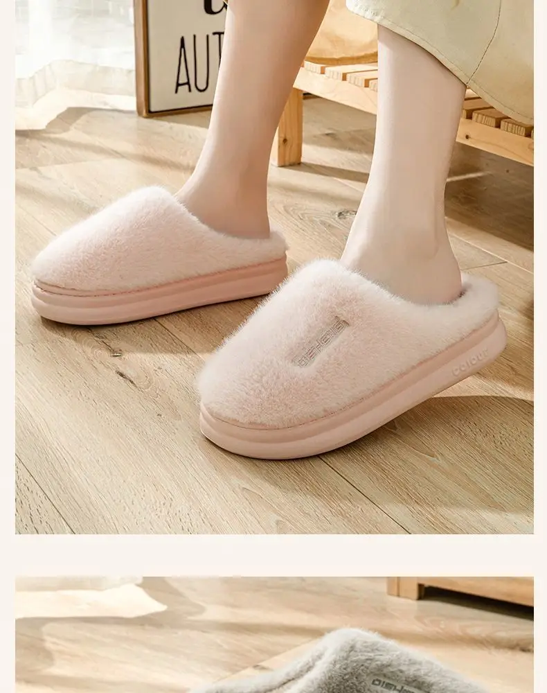 Cixi Cotton Slippers Men's Spring, Autumn and Winter Home Use Indoor Non-Slip Home Warm Couple Winter Women's Plush — feature 12