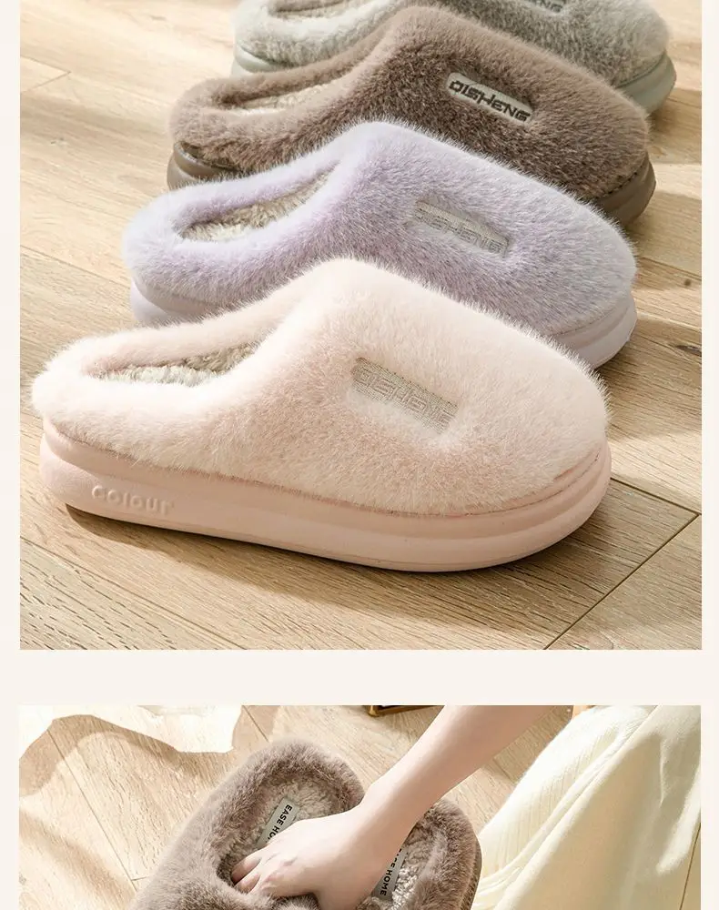Cixi Cotton Slippers Men's Spring, Autumn and Winter Home Use Indoor Non-Slip Home Warm Couple Winter Women's Plush — feature 13