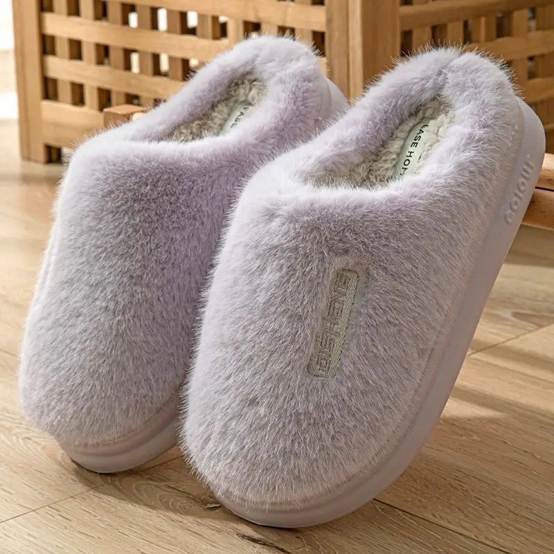 Cixi Cotton Slippers Men's Spring, Autumn and Winter Home Use Indoor Non-Slip Home Warm Couple Winter Women's Plush - Image 4