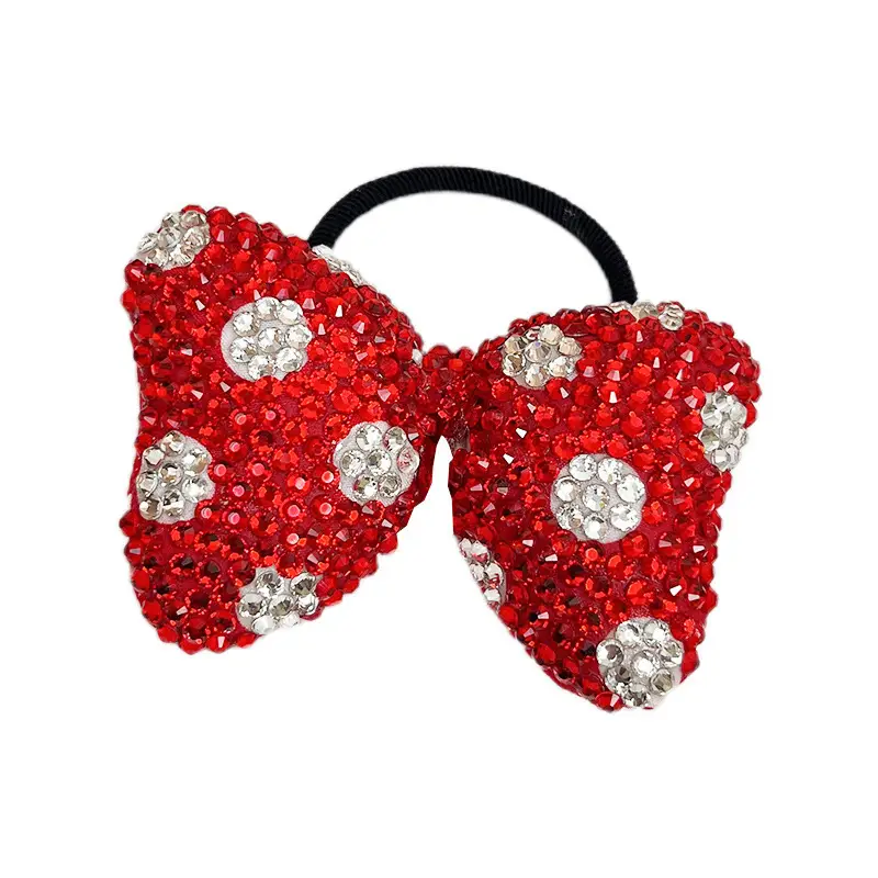New Year Red Minnie Bow Hairpin with Crystal Accents - Image 7