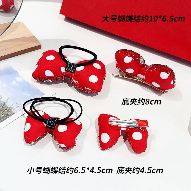 New Year Red Minnie Bow Hairpin with Crystal Accents — feature 2