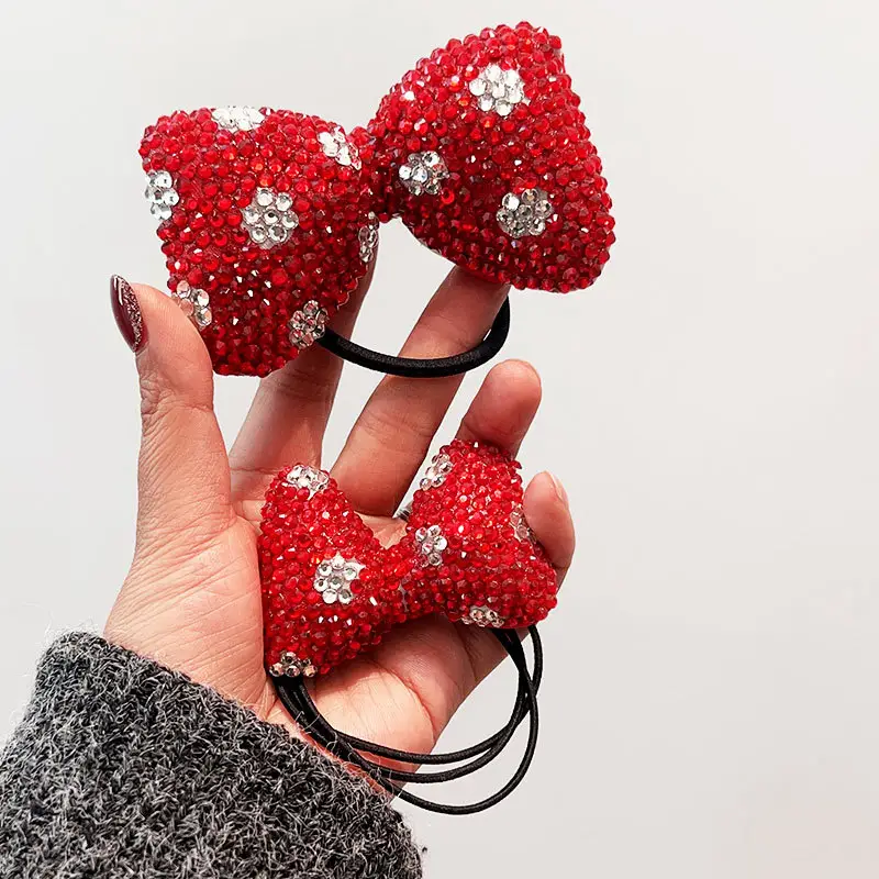 New Year Red Minnie Bow Hairpin with Crystal Accents — feature 6
