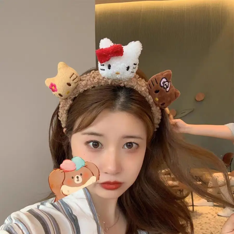 Cute Cartoon Cat Headband for Women Brown