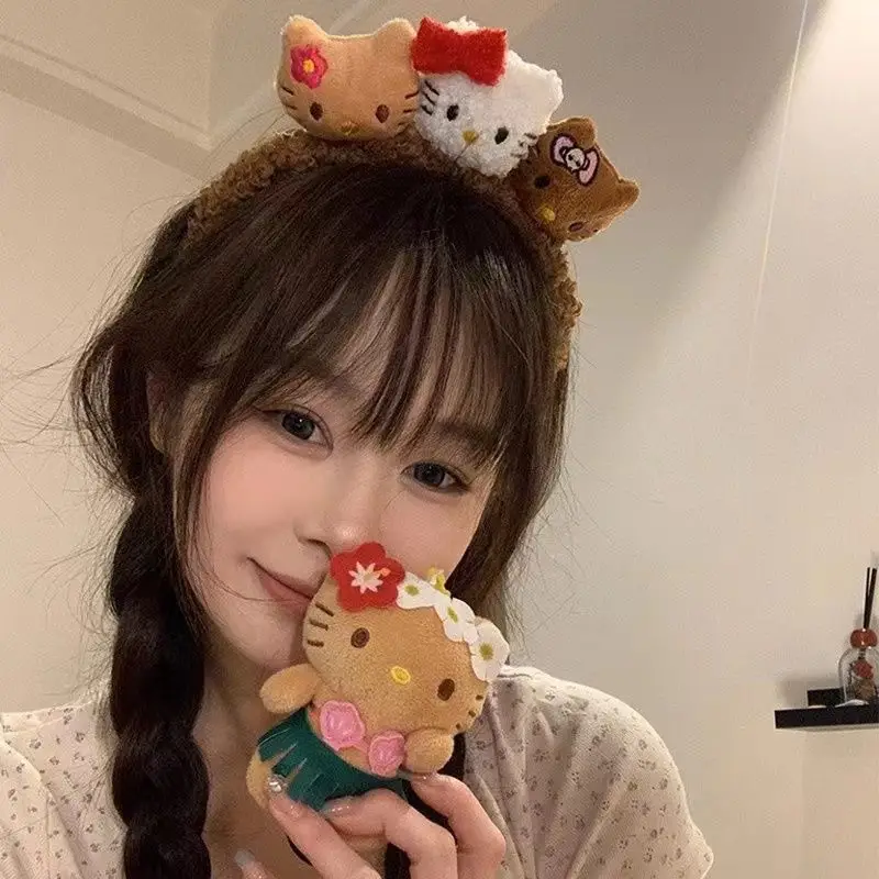 Cute Cartoon Cat Headband for Women Brown — feature 2