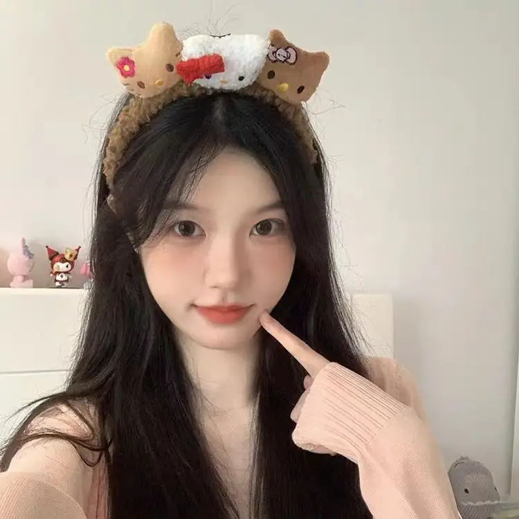Cute Cartoon Cat Headband for Women Brown — feature 3