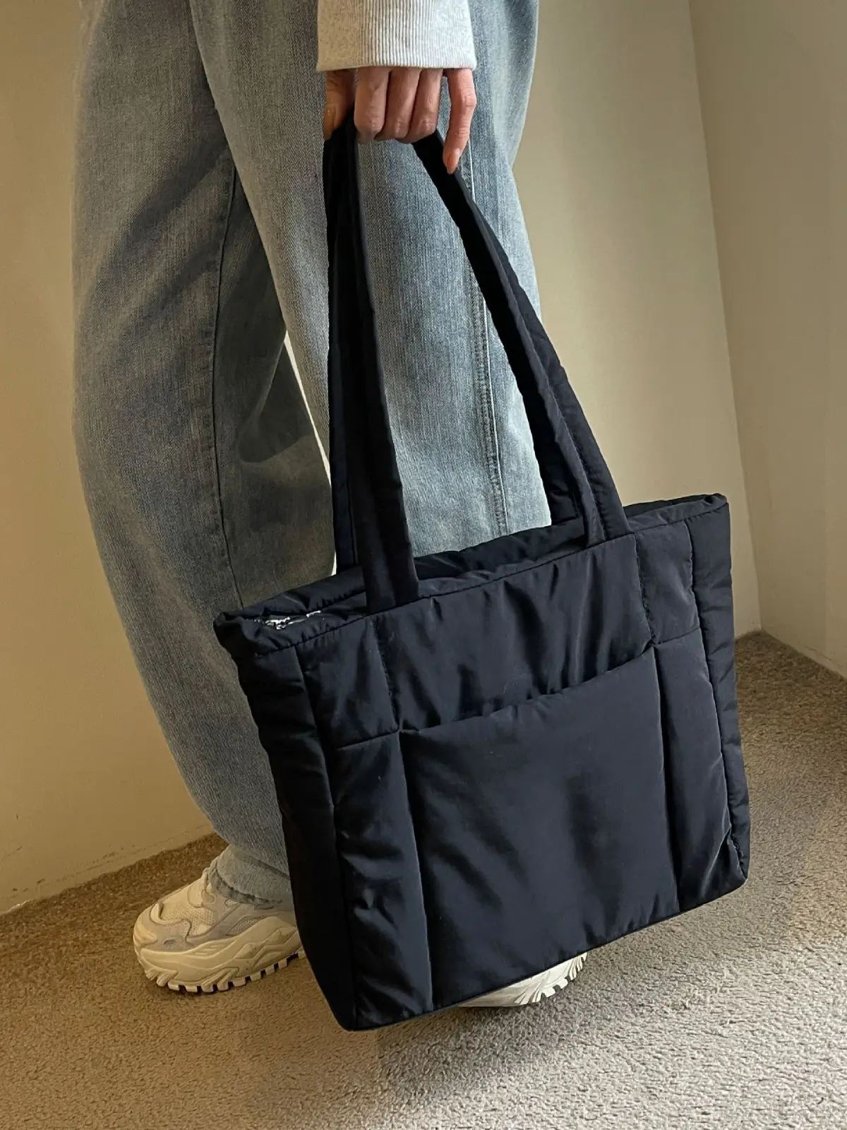 New College Student Canvas Tote Bag Purple Large Capacity - Image 11