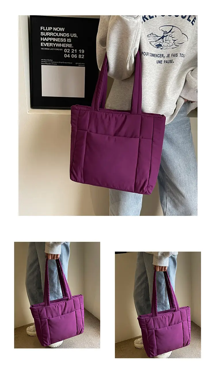 New College Student Canvas Tote Bag Purple Large Capacity — feature 10