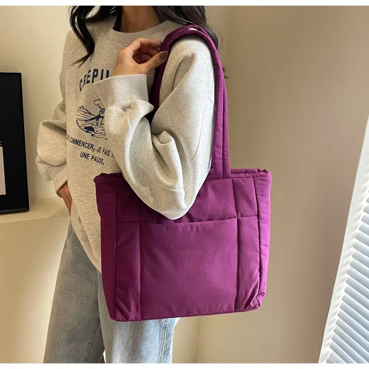 New College Student Canvas Tote Bag Purple Large Capacity — feature 46