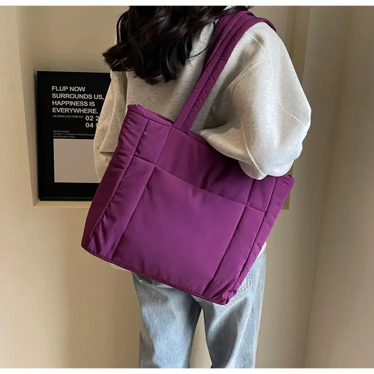 New College Student Canvas Tote Bag Purple Large Capacity — feature 47