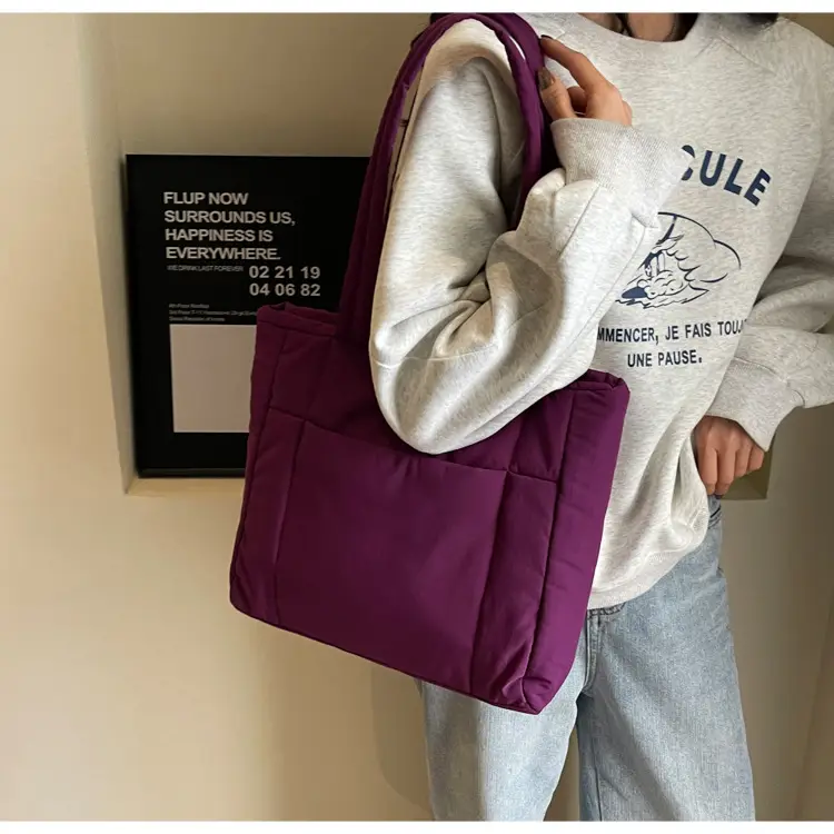 New College Student Canvas Tote Bag Purple Large Capacity — feature 49