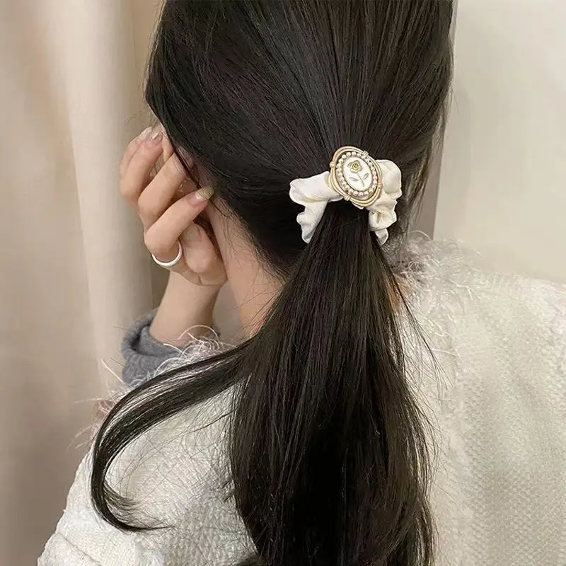 Brown Satin Hair Scrunchie with Gold Logo Watch - Image 6