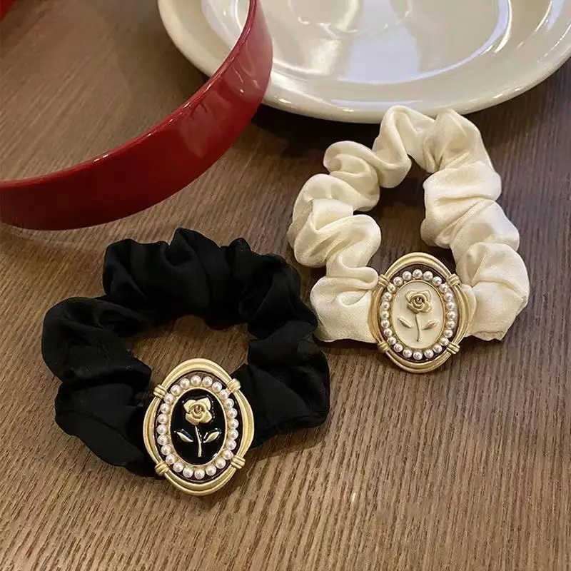 Brown Satin Hair Scrunchie with Gold Logo Watch - Image 7