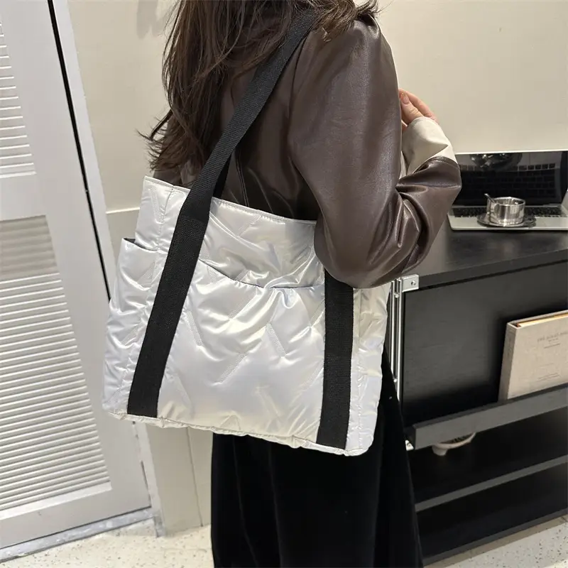 Women 2023 Winter Black Cotton Shoulder Bag - Image 6