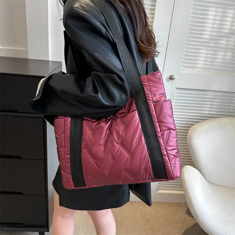 Women 2023 Winter Black Cotton Shoulder Bag - Image 7