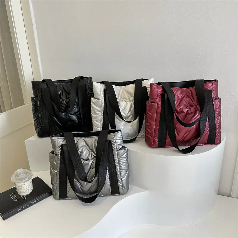Women 2023 Winter Black Cotton Shoulder Bag - Image 8