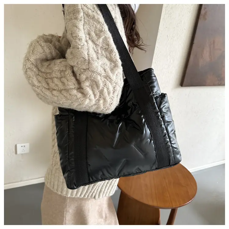 Women 2023 Winter Black Cotton Shoulder Bag — feature 11