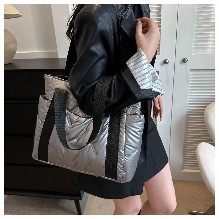 Women 2023 Winter Black Cotton Shoulder Bag — feature 14