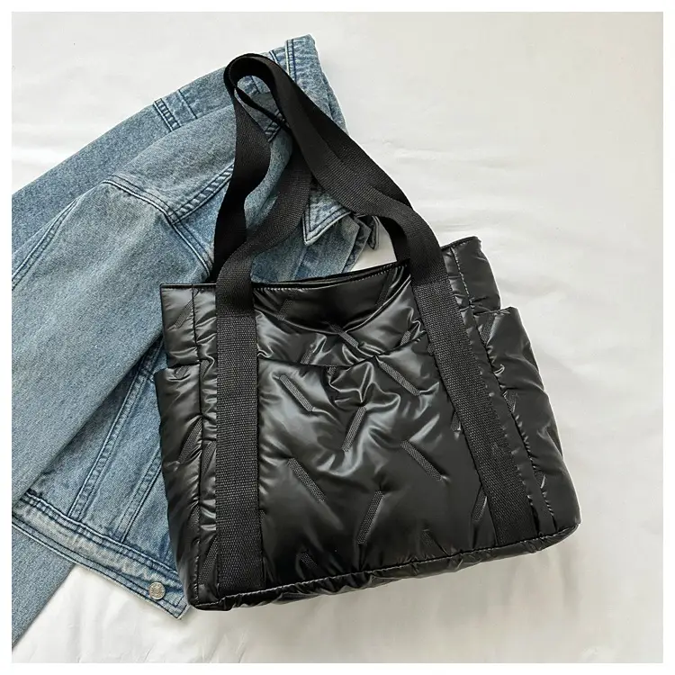 Women 2023 Winter Black Cotton Shoulder Bag — feature 21