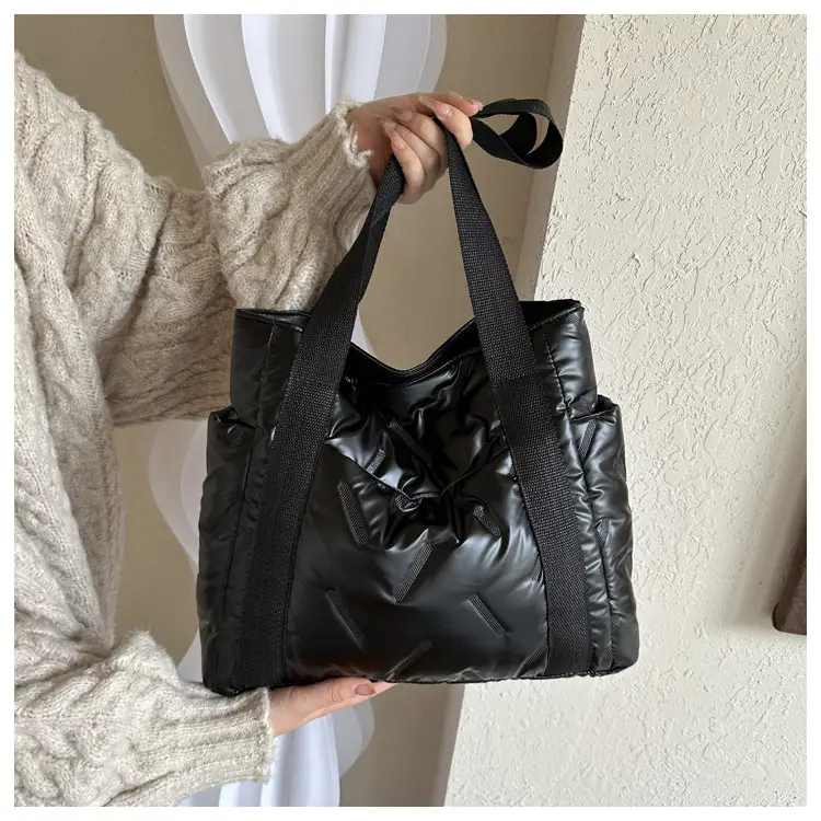 Women 2023 Winter Black Cotton Shoulder Bag — feature 9