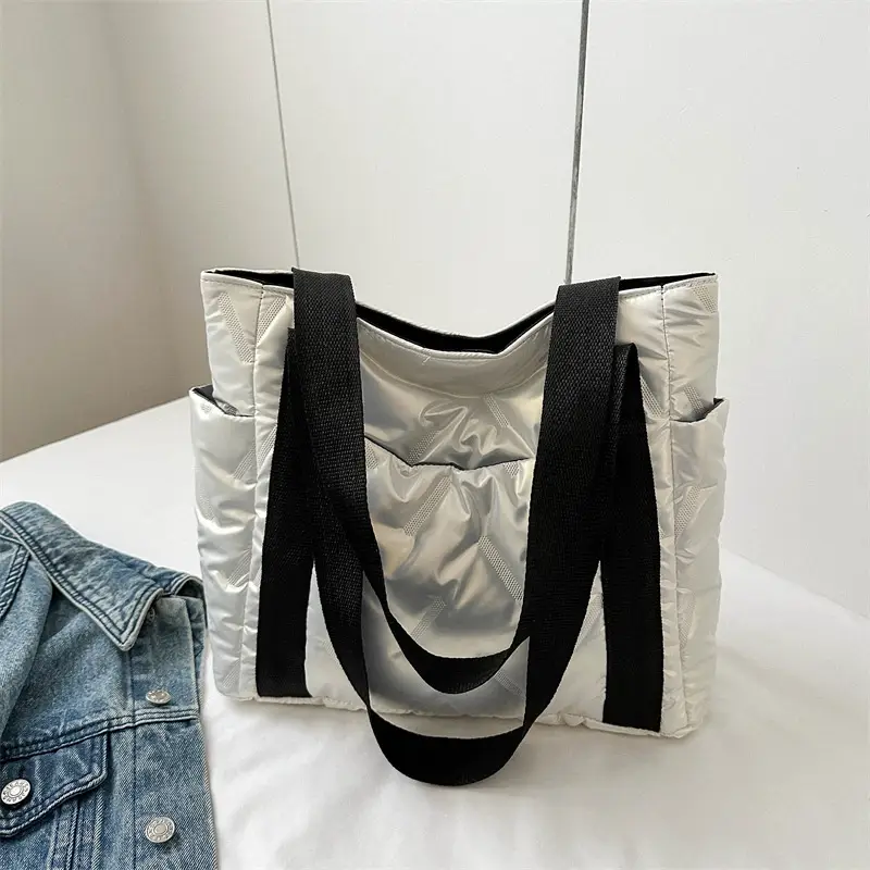 Women 2023 Winter Black Cotton Shoulder Bag - Image 2