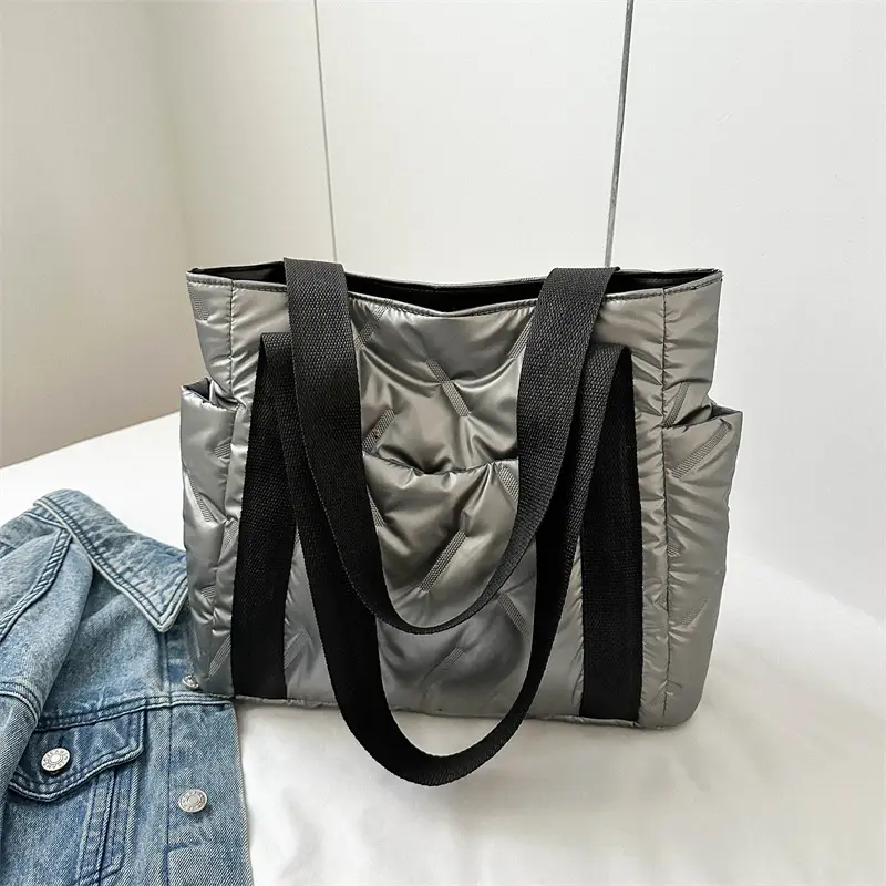 Women 2023 Winter Black Cotton Shoulder Bag - Image 3