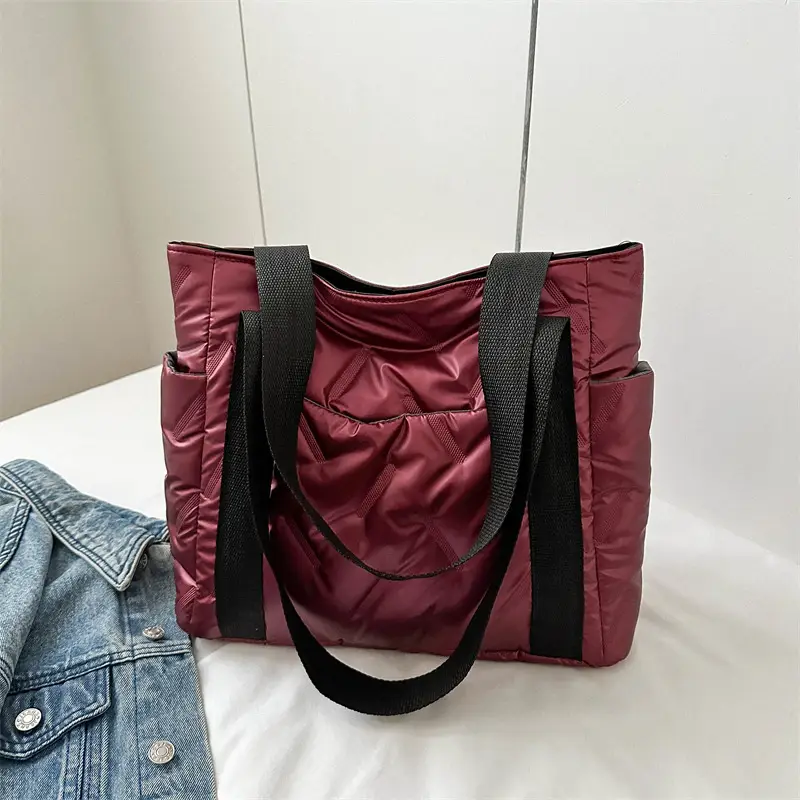 Women 2023 Winter Black Cotton Shoulder Bag - Image 4