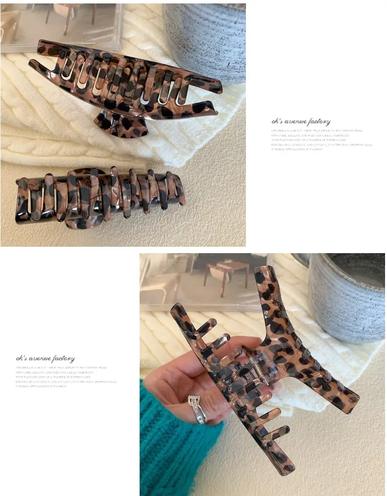 Acetate Leopard Print High-End Hair Clip Large Claw Clip for Women — feature 10