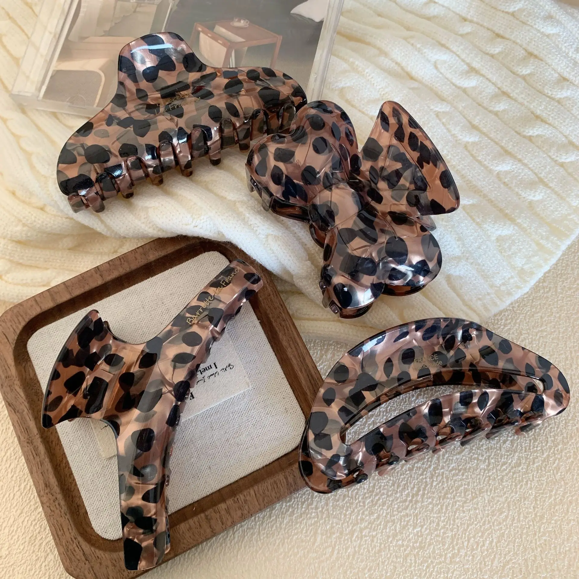 Acetate Leopard Print High-End Hair Clip Large Claw Clip for Women — feature 17